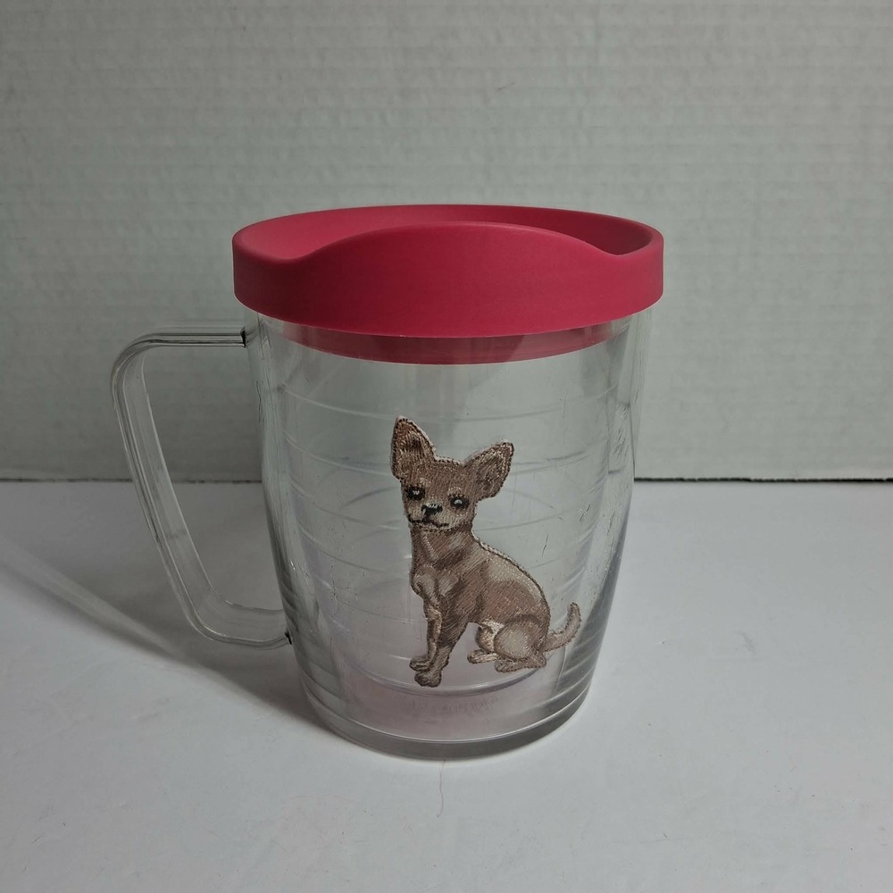 Tervis Tumbler 24 oz Insulated Mug Chihuahua Dog Pink Lid Dishwasher Safe USA‎